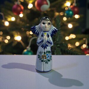 Tonala Angel Figurine Mexican Folk Art Pottery Stoneware Christmas Nativity